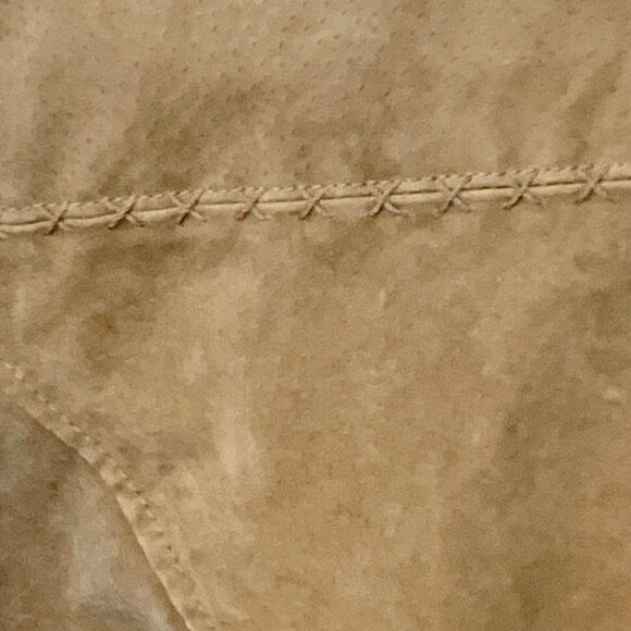 Live a Little Womens leather jacket SZ M with sweater sleeves Zip close Pockets - Picture 5 of 6